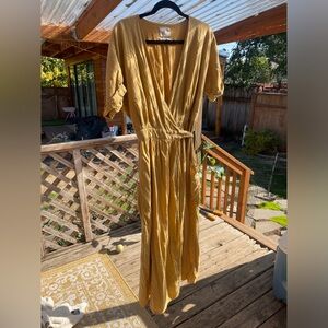 Mustard yellow wrap dress, urban outfitters